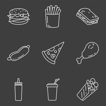 Vector Set of Fast Food Outline Icons