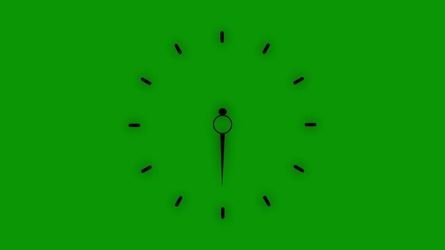 Green background clock pointer rotation, minimal time lapse motion loop, fast spinning clock hand, seamless ticking clock animation, dark backdrop timer concept, passage of time visual element