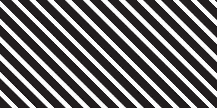 Repeated black diagonal lines on white background. Slanted parallel stripes pattern. Tilted striped print. Angled streaks wallpaper. Abstract minimalistic design. Vector graphic illustration.