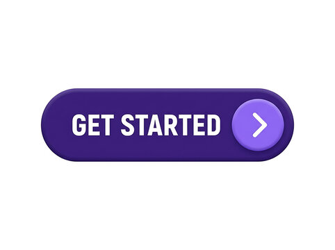 Purple 3d button with get started text and arrow icon
