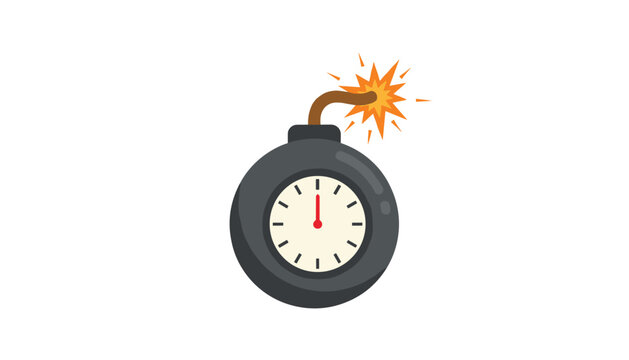 Classic cartoon black bomb with a burning fuse and an analog clock timer on its front, symbolizing urgency or a deadline.