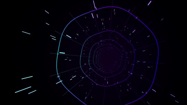 Neon Tunnel Light Speed Portal Abstract Background