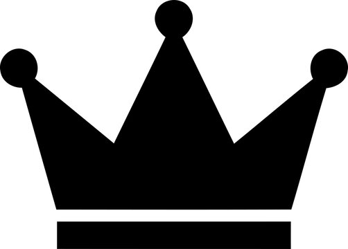 Black royal crown icon on a simple flat design isolated on transparent background
