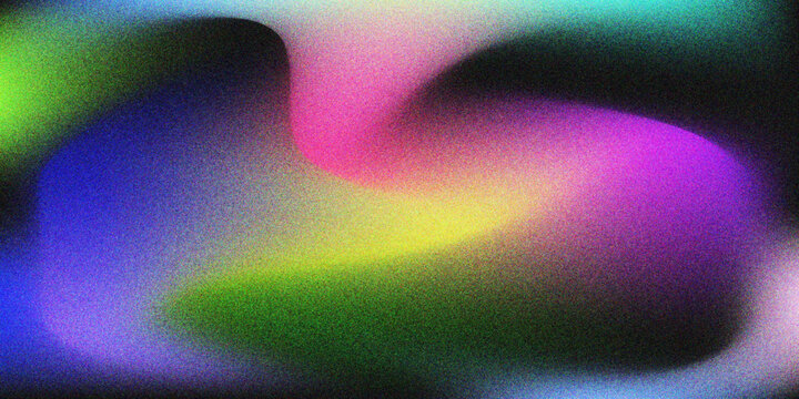 Horizontal graphic banner with sunset wavy orange and purple pastel gradients and a realistic fine-grain noise overlay. Cool Colorfull Grainy Gradient Background Vector Design. Light Blue, Yellow vect