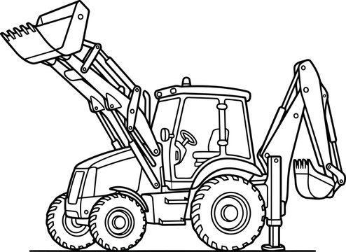 Backhoe loader digging on construction site