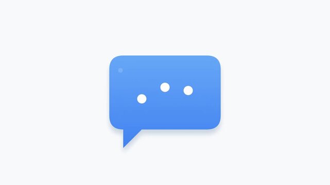 A blue speech bubble icon with three dots on a white background.