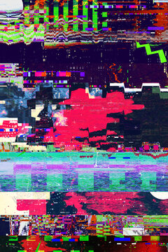 Abstract glitch background with geometric forms and pixel noise. Futuristic digital texture screen errors, corrupted data and signal interference for posters, web design, covers and technology project