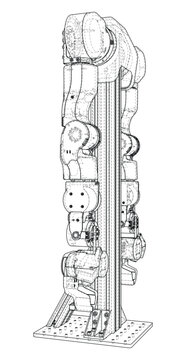 industrial robotic arm wireframe. Vector