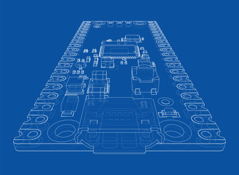 circuit board blueprint illustration. Vector