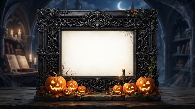 halloween frame with pumpkin