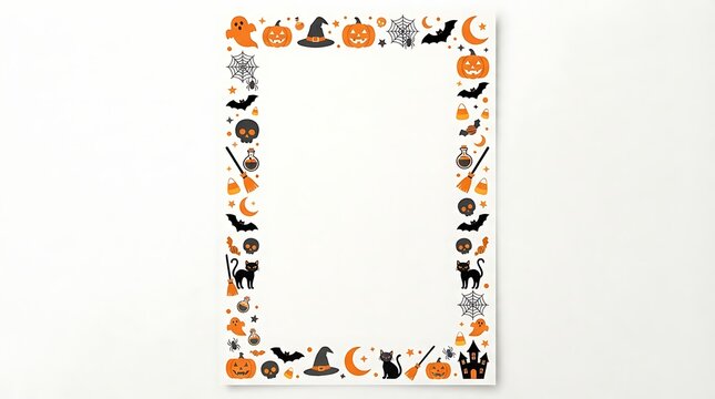 frame with flowers and butterflies happy Halloween