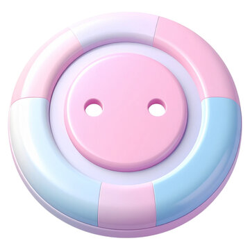 Circular pink and blue sewing button object for DIY handicraft visual element website UI render asset illustration