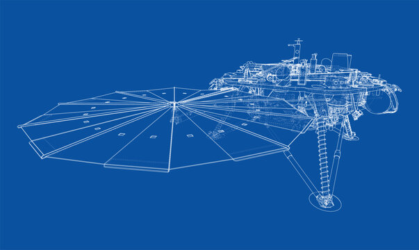 spacecraft blueprint illustration. Vector