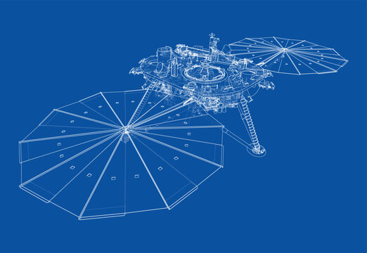 spacecraft blueprint illustration. Vector