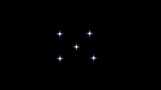 Sparkle stars shine animated effect, sparkle blink shine stars looping, white cartoon, flat, vector, doodles style stars blinking.sparkles on black background.4k video