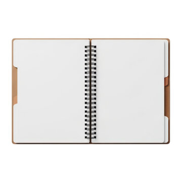 Clear spiral bound notebook with markers isolated on white background