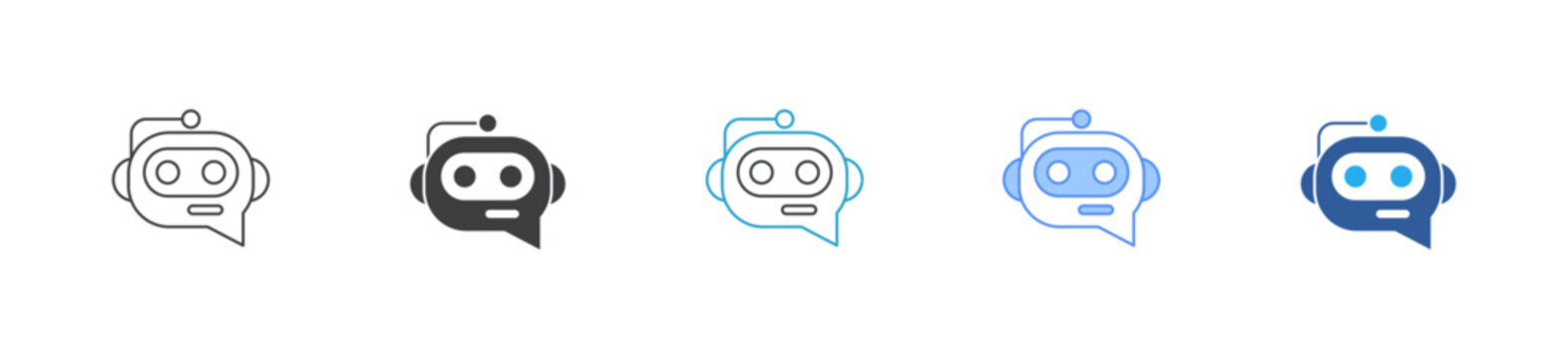 Chatbot support vector multi style icon for automated customer service live chat helpdesk and online bot