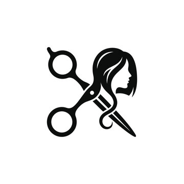 Hair salon logo with scissors.