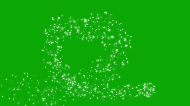 Valentine glitter star line, glowing doodle stars, white sparkling particles, magical love light trail, romantic sparkle effect, green background, 4k animation,sparkle overlay glitter animation