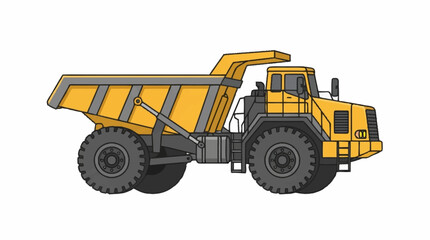 Fototapeta premium Yellow dump truck illustration with large cargo bed.