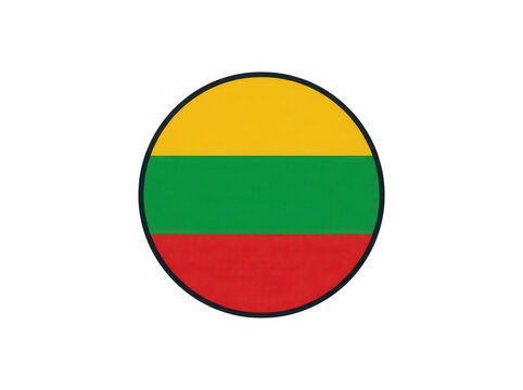 Lithuania flag with three horizontal stripes isolated on transparent background