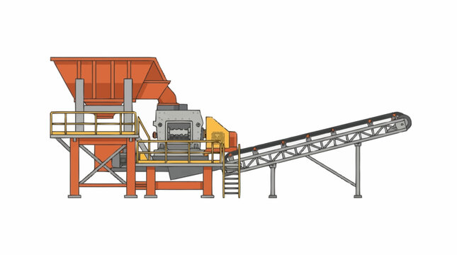 Industrial conveyor belt system for material processing plant.