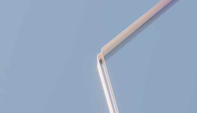 Close-up of a sharp corner on a transparent glass pane with blue