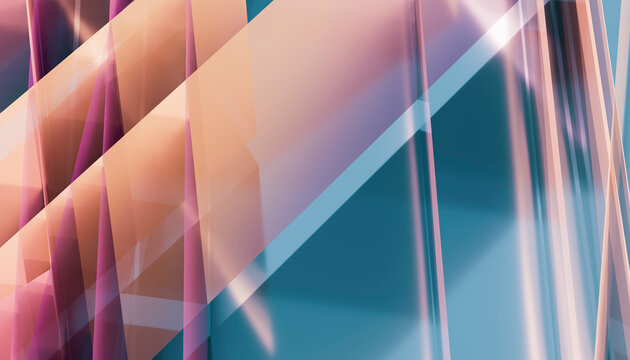 Abstract digital artwork with layered transparent geometric shapes