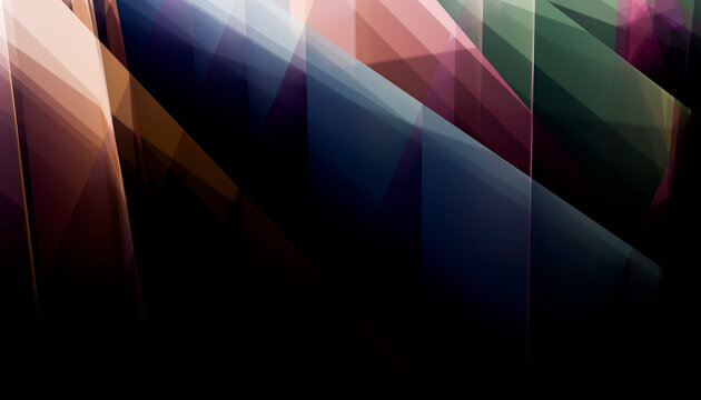 Abstract digital art with layered colorful geometric shapes and light