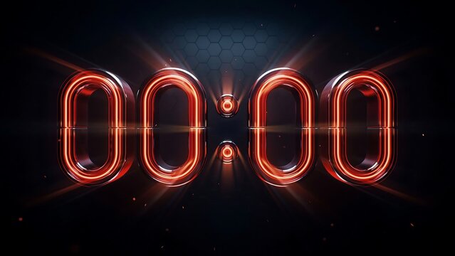 Glowing digital display showing zero zero zero zero