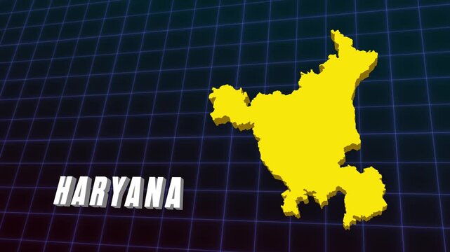 3D Animation Haryana Chandigarh State Documentary Infographic Style Futuristic Map 4K Animation