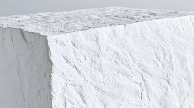 Close up of a textured white papier m ch  block with clean edges and embossed surface details