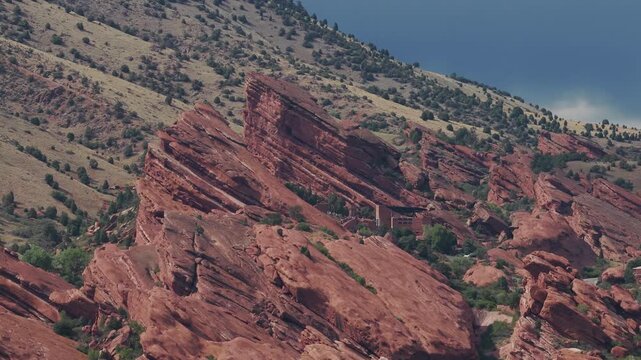 Red Rock amphitheatre drone video close up Denver 4K