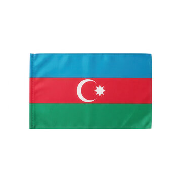 Azerbaijan national flag with crescent and stars isolated on transparent background