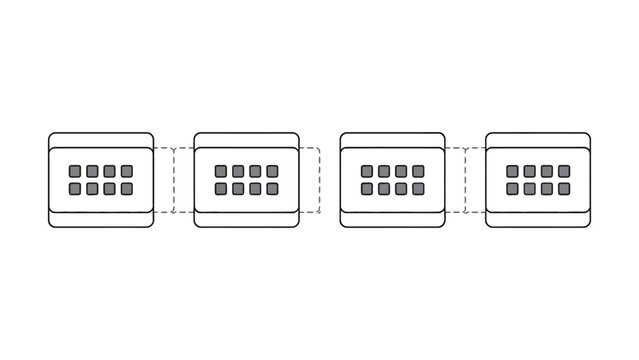 Daisy chain device connection vector icon for network topology, hardware array, and data transfer UI