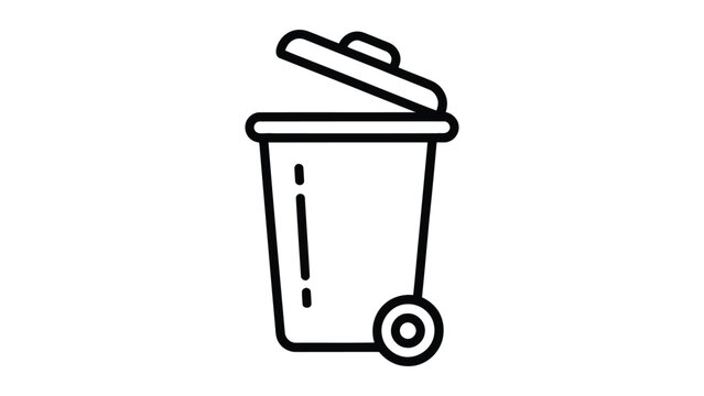 Open trash bin on wheels vector icon for delete, garbage, waste management, and recycle UI