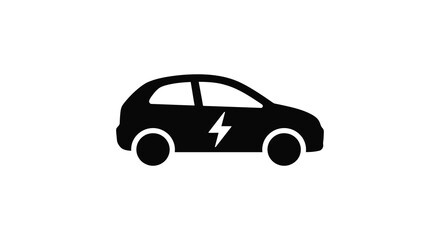 Fototapeta premium Electric car silhouette with lightning bolt on a white background