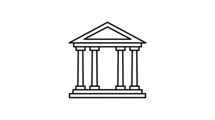 Naklejka premium Minimalist outline icon of a classical bank or government building.