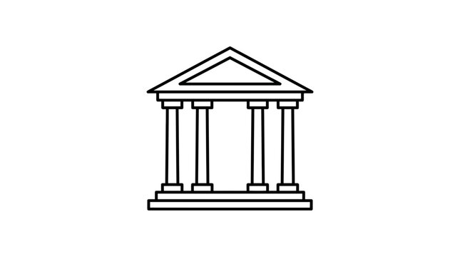 Minimalist outline icon of a classical bank or government building.