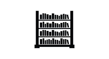 Fototapeta premium Bookshelf silhouette against a white background displays storage and organization