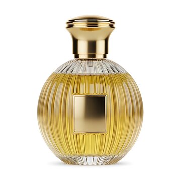 Elegant gold perfume bottle with ribbed texture