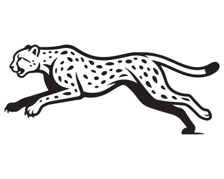 Cheetah vector illustration depicts a wild cat running fast.