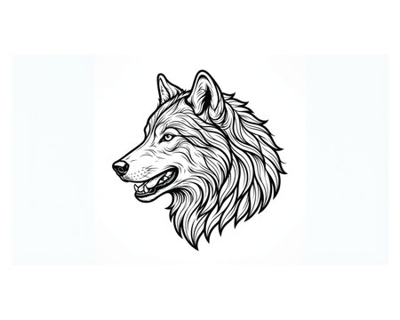 Wolf portrait vector graphic shows a side view profile.