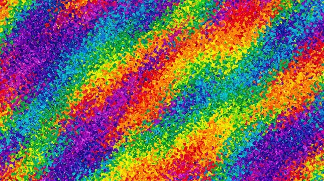 Abstract stippled digital tapestry with rainbow color shards