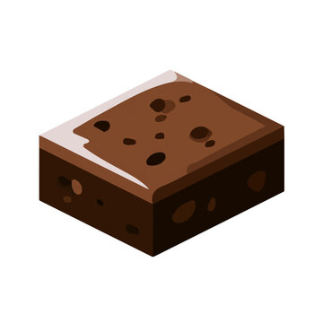 Flat 2D illustration of Brownie, clean vector illustration style, isolated on a white background.