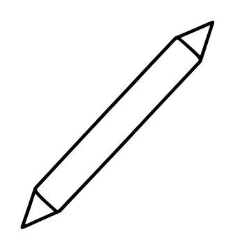Professional minimalist vector icon of a tortillon blending stump for artists. This clean line art illustration shows a double-pointed paper stump used for shading and smudging in pencil sketches.
