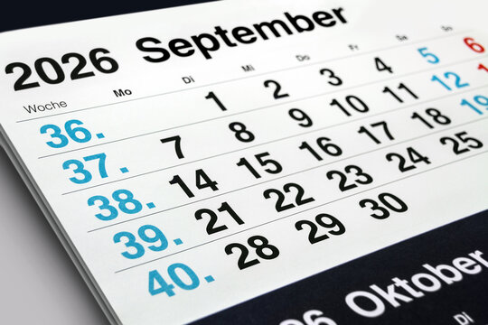 Deutscher Kalender Monat September 2026