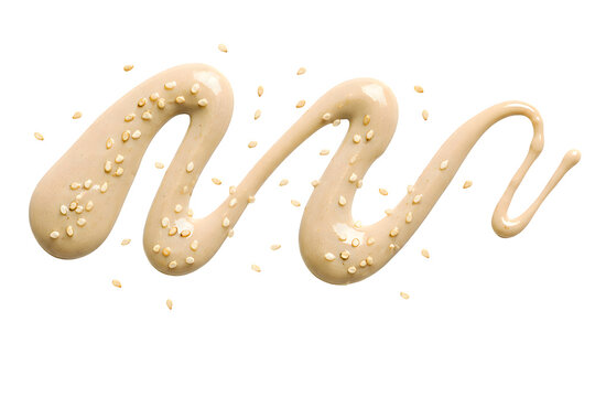 Pale Beige Tahini Sauce Ribbon with Sesame Seeds
