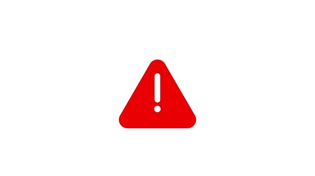 Red flat exclamation mark warning icon on white background,clean emergency alert symbol for web and interface.