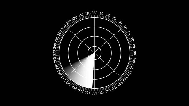 Radar screen loop with scanning beam circular grid. Digital radar screen infographic HUD call loading radar targets and futuristic user interface.